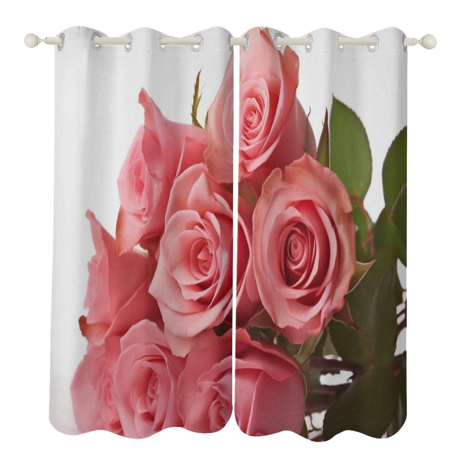 Rideaux occultants roses isolants 132x183 pour fenêtres de salon et chambre