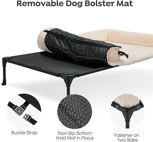 Miniatura 4 de Veehoo Cama elevada refrescante para perros con cojín de felpa esponjosa, camas elevadas de interior para perros grandes, sofá suave para mascotas