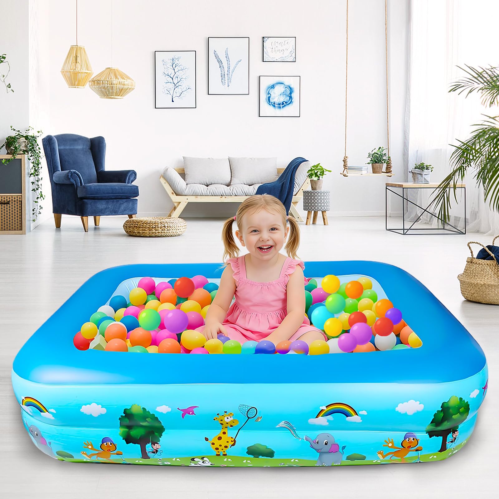 Piscina Hinchable Rectangular Pequeña, 120 cm Piscina Infantil Inflable, Piscinas Hinchables, Piscinas Rectangulares para Interior, Exterior, Jardín, Patio, Resistente y Antideslizantes