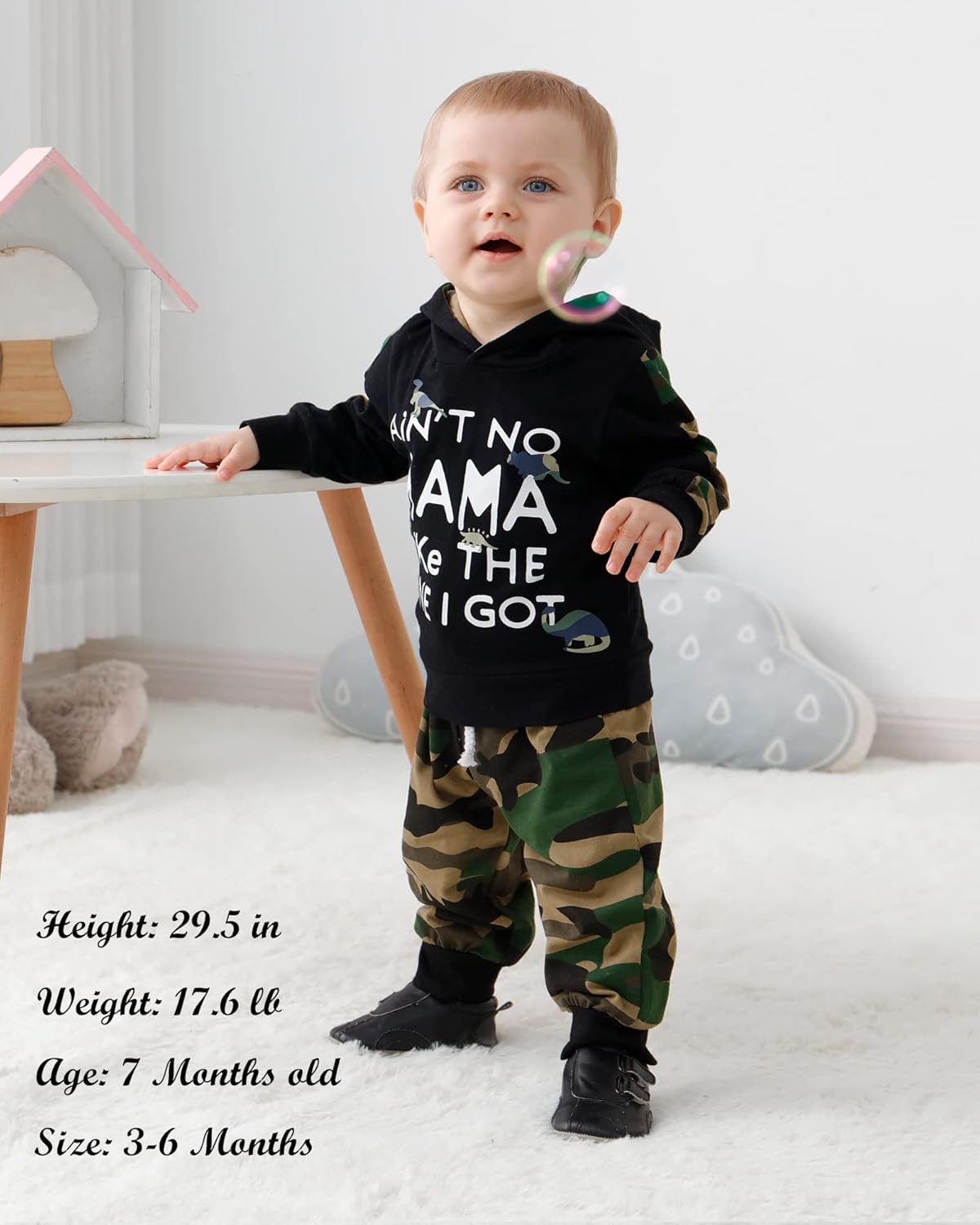 ZOEREA Toddler Baby Boys Clothes Letter Printed Hoodie Sweatshirt Tops+Camouflage Long Pants 2PCS Outfits Set - Image 3