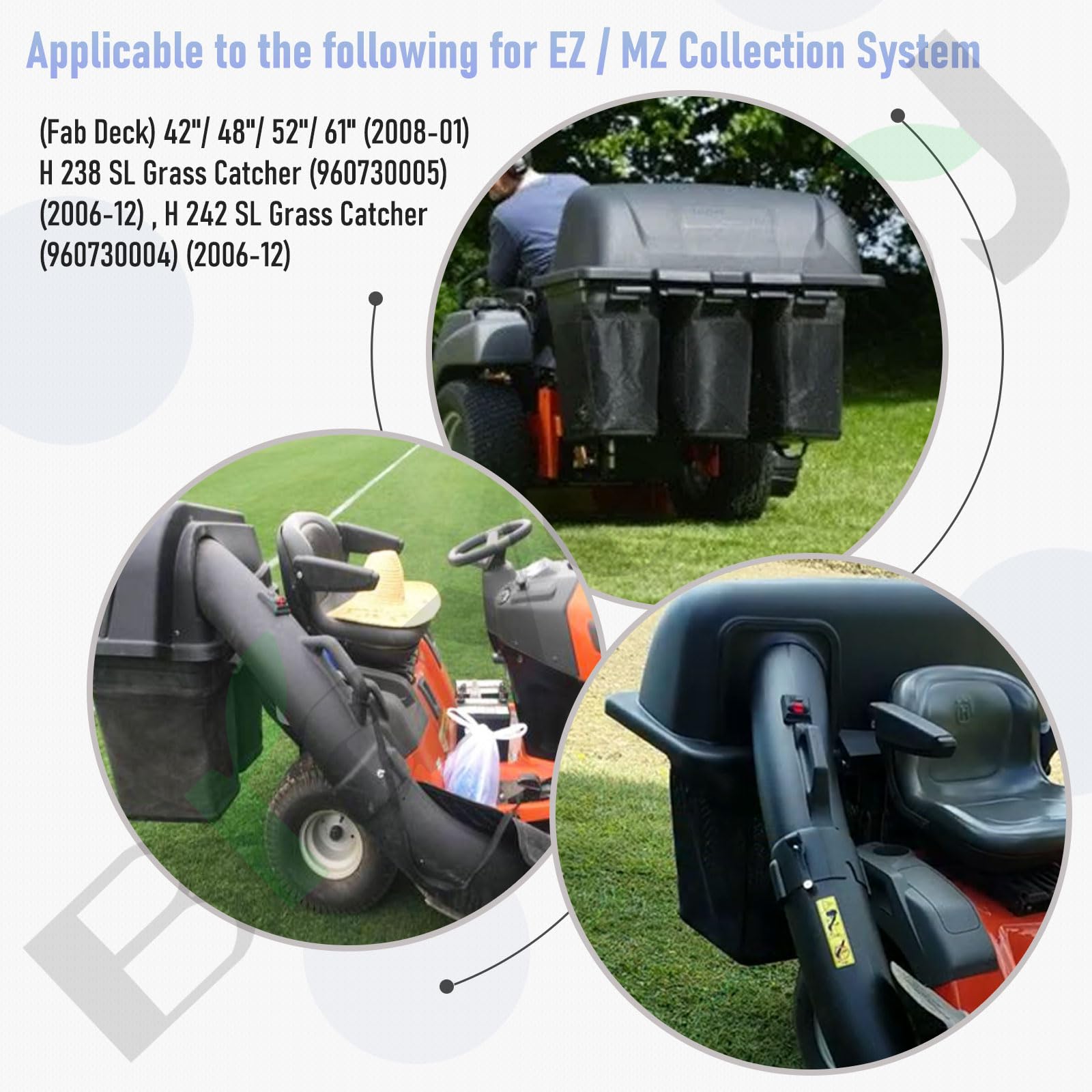 Braveboy 400226 532400226 - Bolsa de contenedor para tractor de césped compatible con Husqvarna/Craftsman/Poulan sustituye a 960730028, 966529103, G483ST, RZ30, RZ3016 para cortadoras de césped Dixon