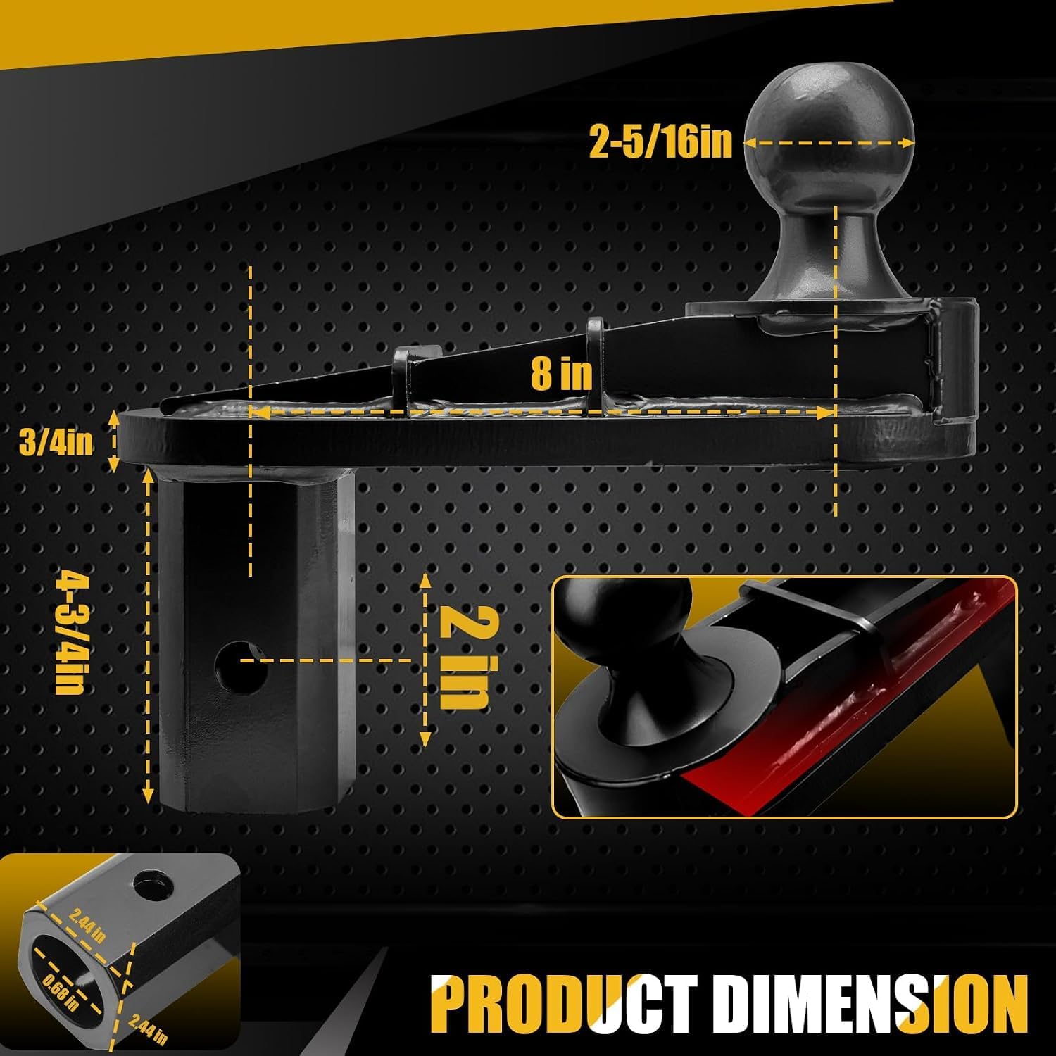 8" Offset Gooseneck Ball Extender for Short Bed Trucks