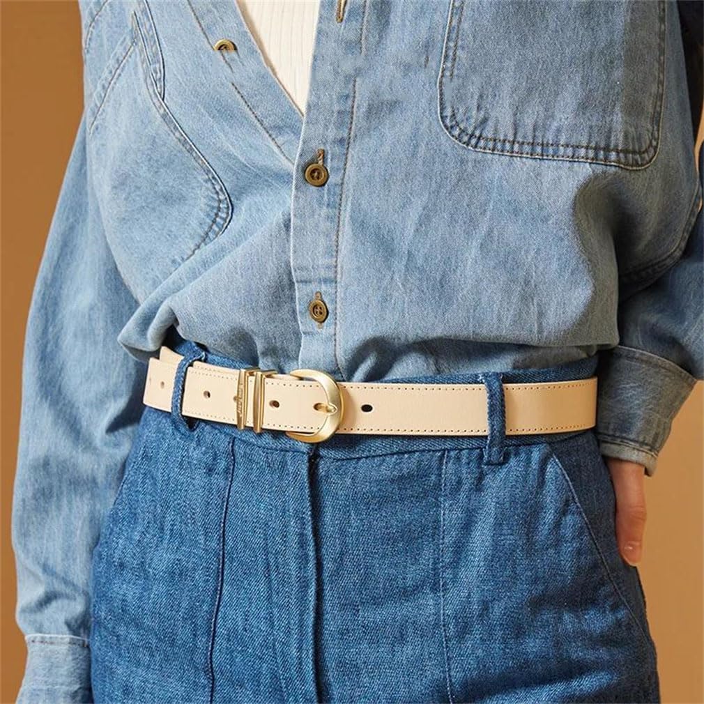 Women Vintage Cow Leather Pin Buckle Belt Ladies Cowhide Apparel Belt