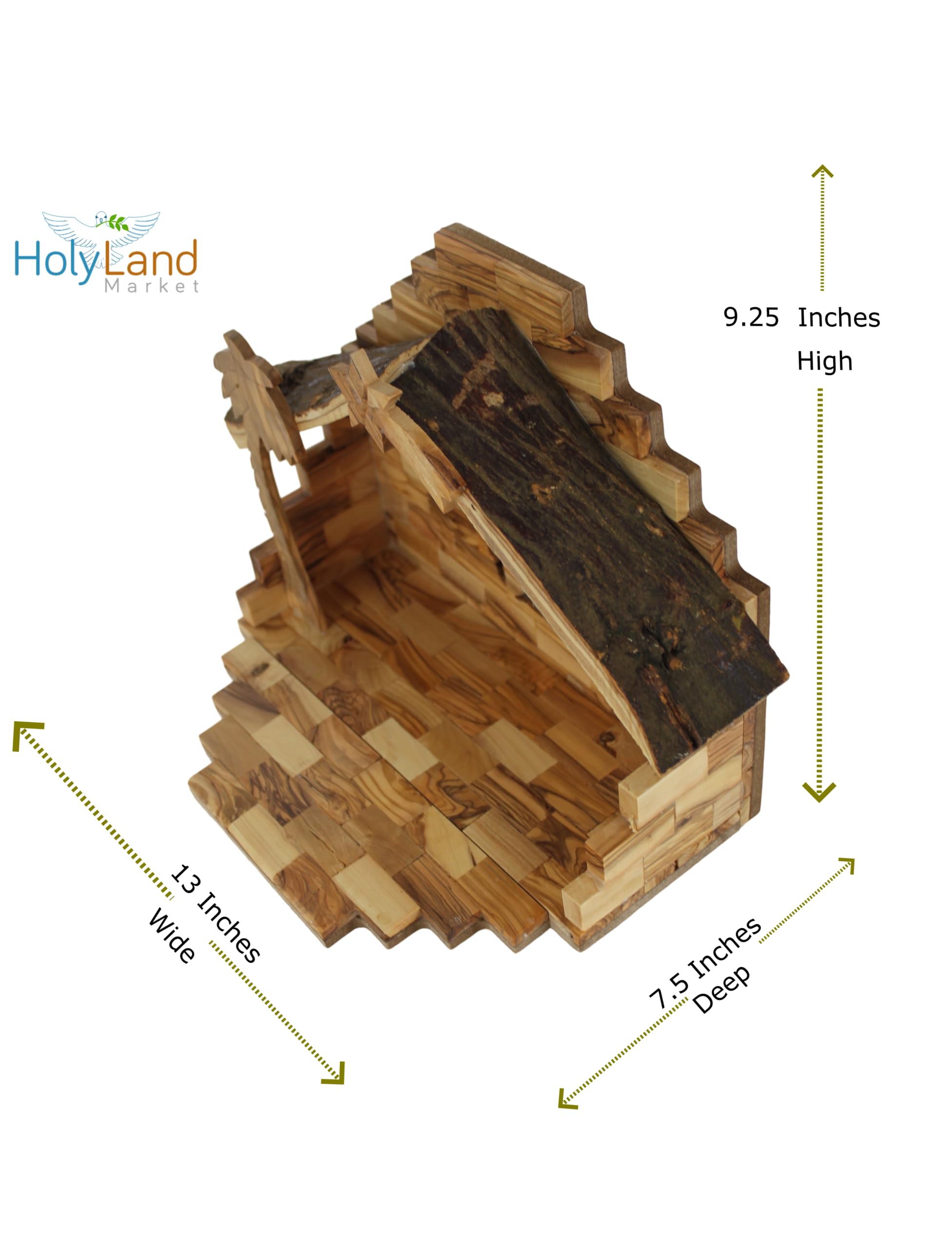Holy Land Market Krippen-Set aus Olivenholz, Bethlehem, Deluxe, handgeschnitzt, Braun