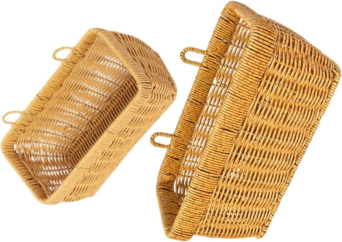 2pcs Hanging Wall Baskets Versatile Imitation Rattan Storage for Vegetables Fruits Eggs Kitchen Organizer for Efficient Space Management