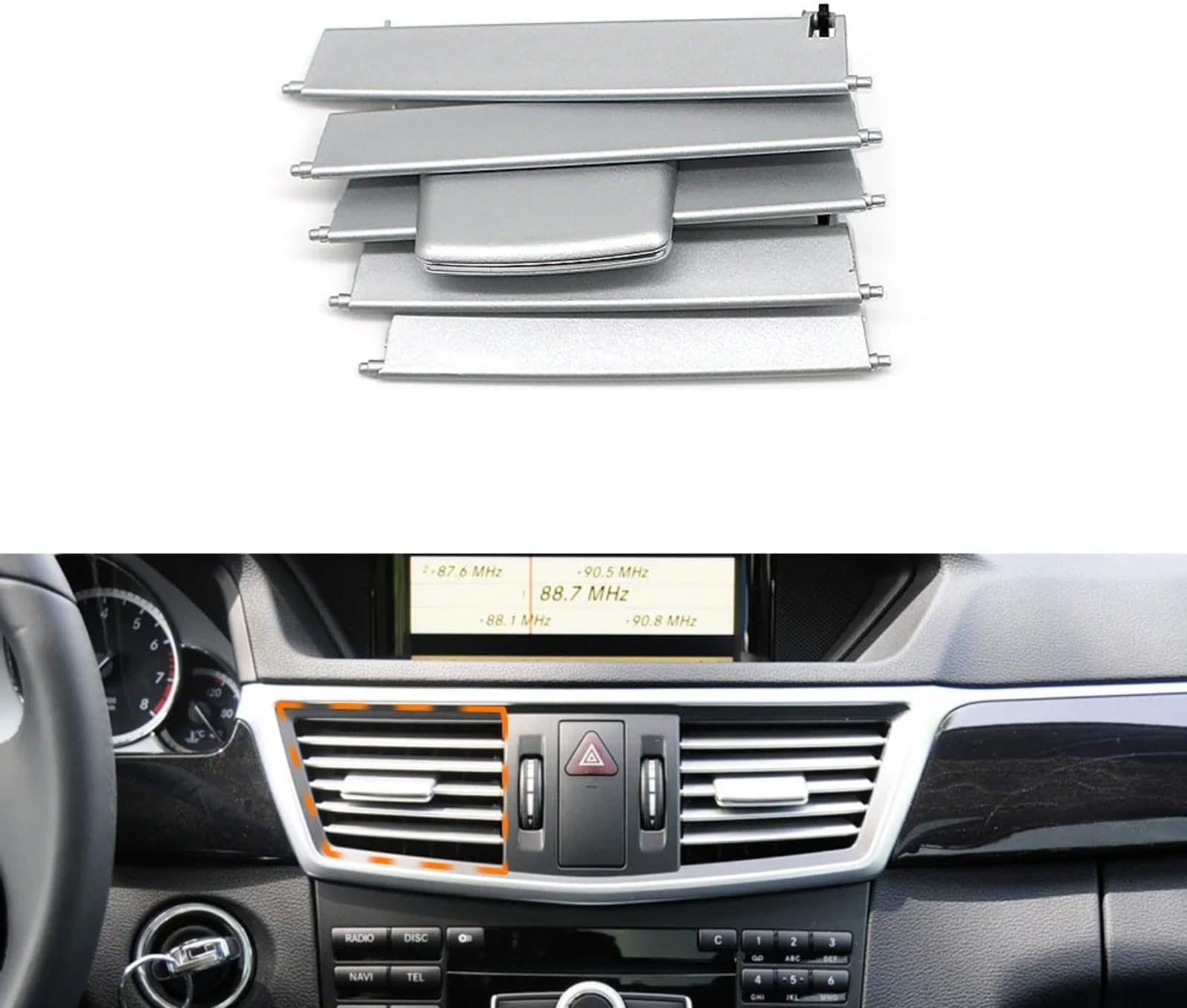 For Mercedes Benz E Class W212 2009-2013 E250 E300 E350 Front Dash Air Conditioner AC Vent Outlet Grille Slider Knob Repair Kit(Central-Left)