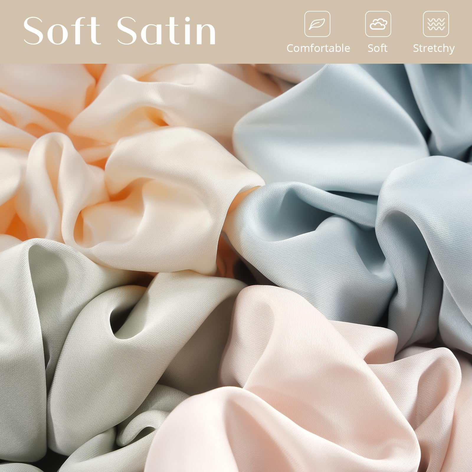 Lolalet Big Scrunchies for Women 5.9 Inch Large Satin Scrunchies Jumbo Oversized Elastic Hair Ties Extra Large Giant Hair Bands -4 Pack - Image 4