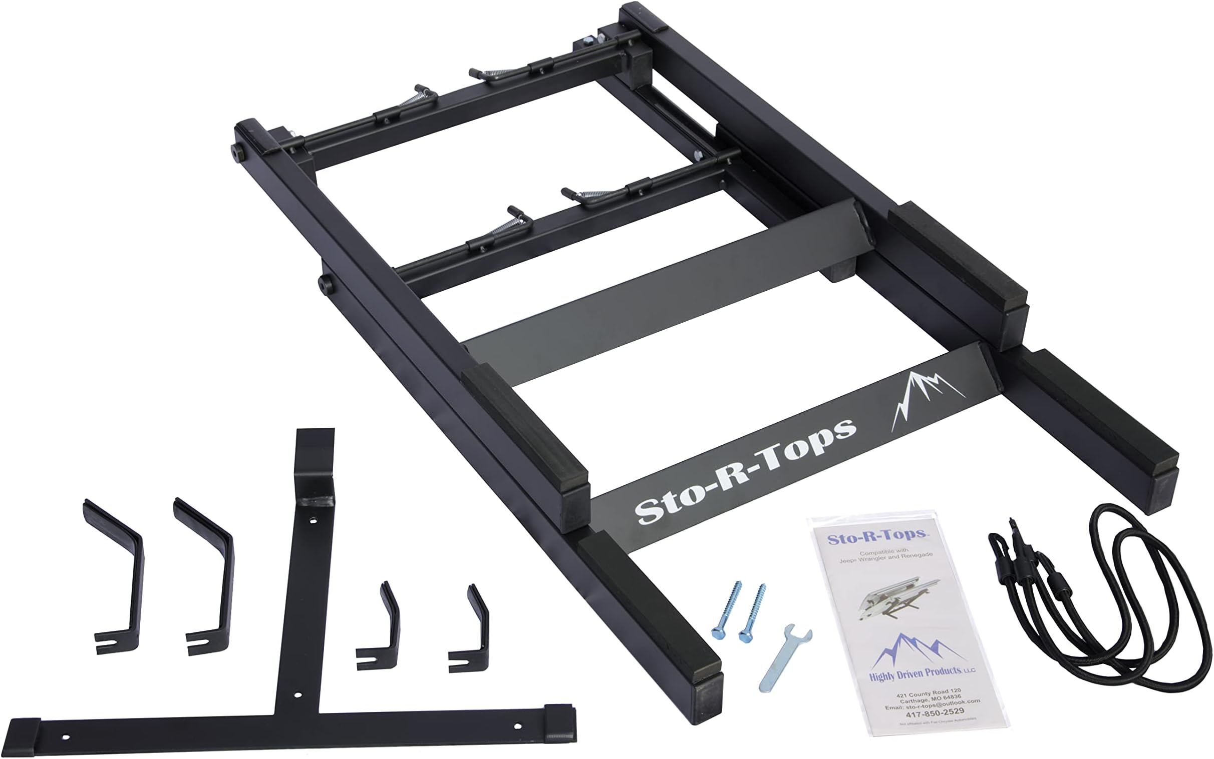 STO-R-Tops- Hardtop Panel 3-in-1 Storage Rack for Jeep Wrangler (2-Door & 4-Door), Ford Bronco 2022 (Raptor & Everglades) & Renegade Freedom Sunroof T Top SRT