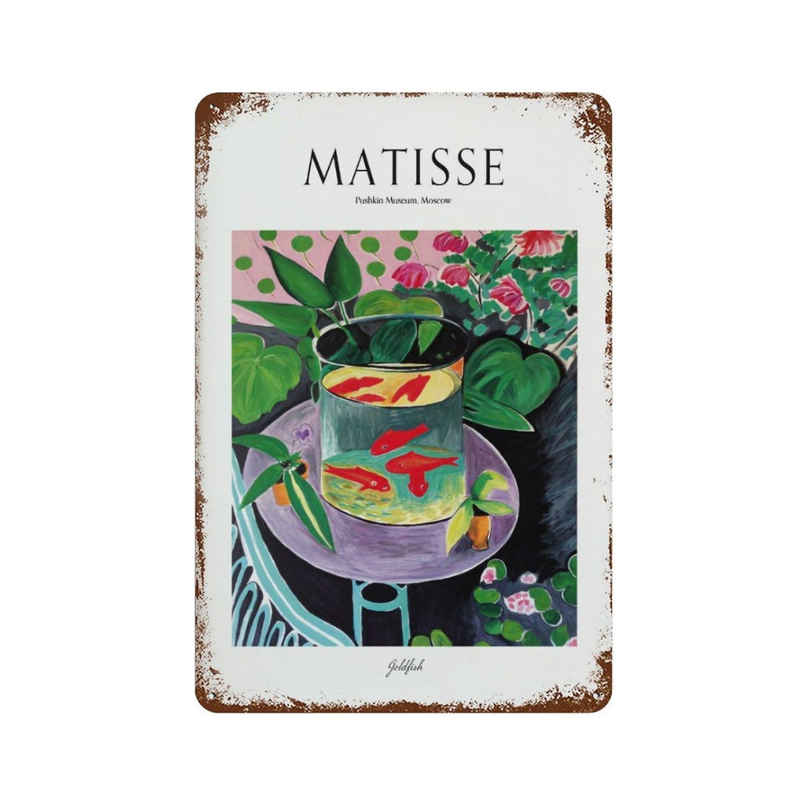 xiaoxiaoshen Henri Matisse Goldfish Vintage Exhibition Wall Decor Art Metal Tin Poster Modern Home Decor Art Home Bar Shop Decorations Vintage Sign 30x20cm