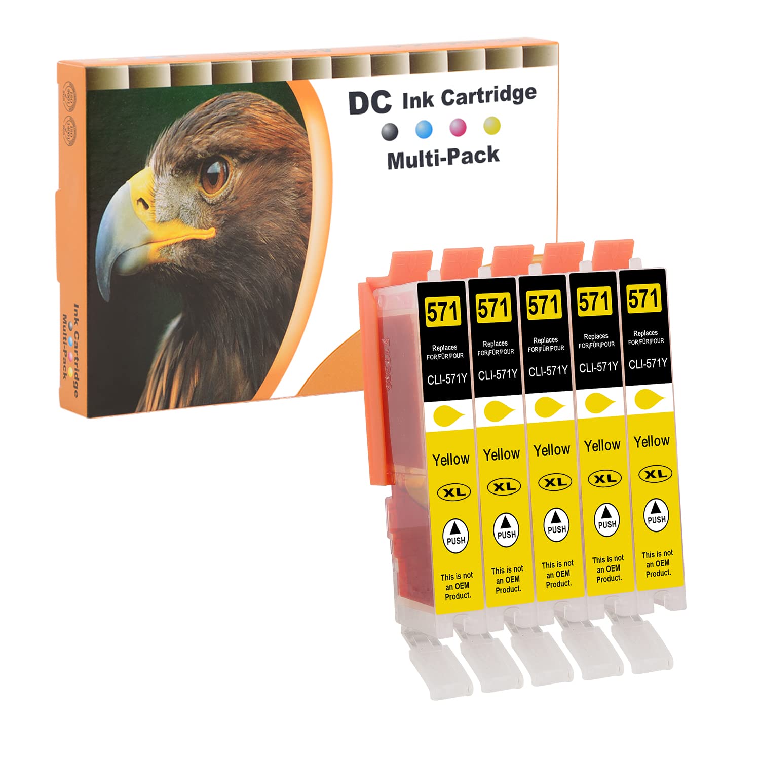 4 Cartouches D'encre Jaune C-571Y Compatibles Canon PIXMA - 12ml, Pour MG5752 Etc.