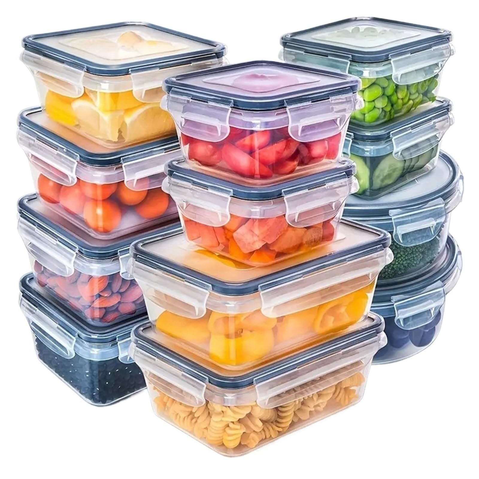 12pcs Kunststoff Aufbewahrungsboxen fur Zucker, Getreide und Mittagessen | Lebensmittelbehalter fur Zucker, Getreide, Snacks und vorbereitete Mahlzeiten