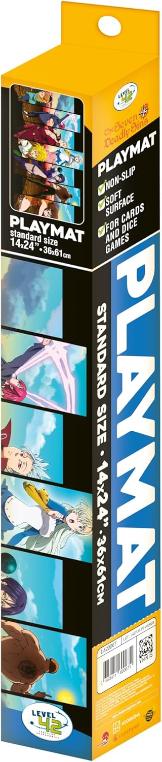 Seven Deadly Sins Playmat - Heroes Team Gaming Playmat | Large Size (24” x 14”) | Premium Neoprene Surface, Non-Slip Base | Your Favorite Heroes | Perfect for TCG, Board Games