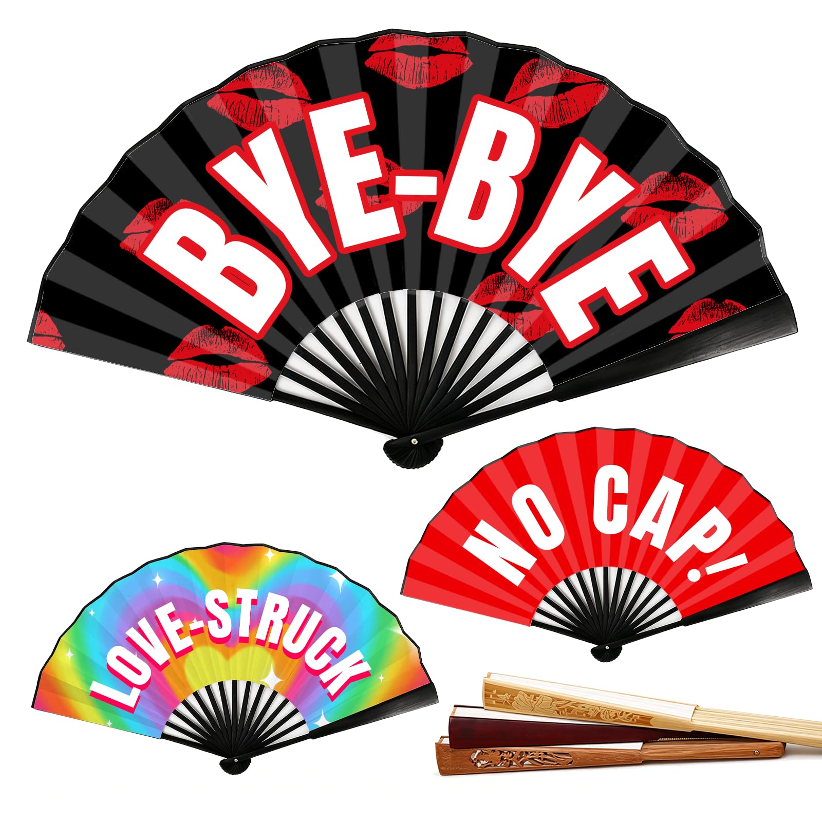Personalized Folding Hand Fan with Photo Text or Logo, Custom Decorative Chiffon Handheld Fan for Wedding Party Dance Concert Festival Event