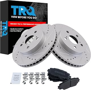 TRQ Front Brake Pad & Rotor Kit Premium G-Coated Semi-Metallic Compatible with 2020-2021 Toyota Corolla 2016-2021 Prius 2019-2021 Prius AWD-e 2017-2019 Prius Prime