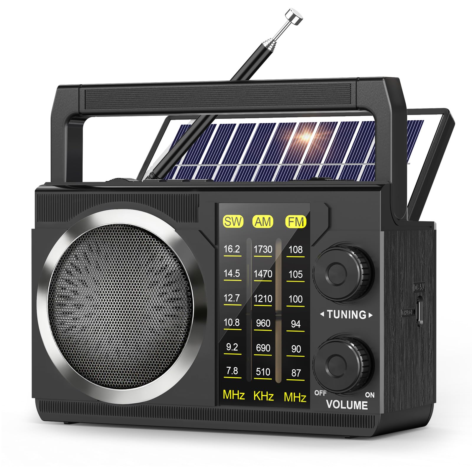 Amazon.com: PRUNUS J-135 AM FM Radio Portable Bluetooth,Solar/AA