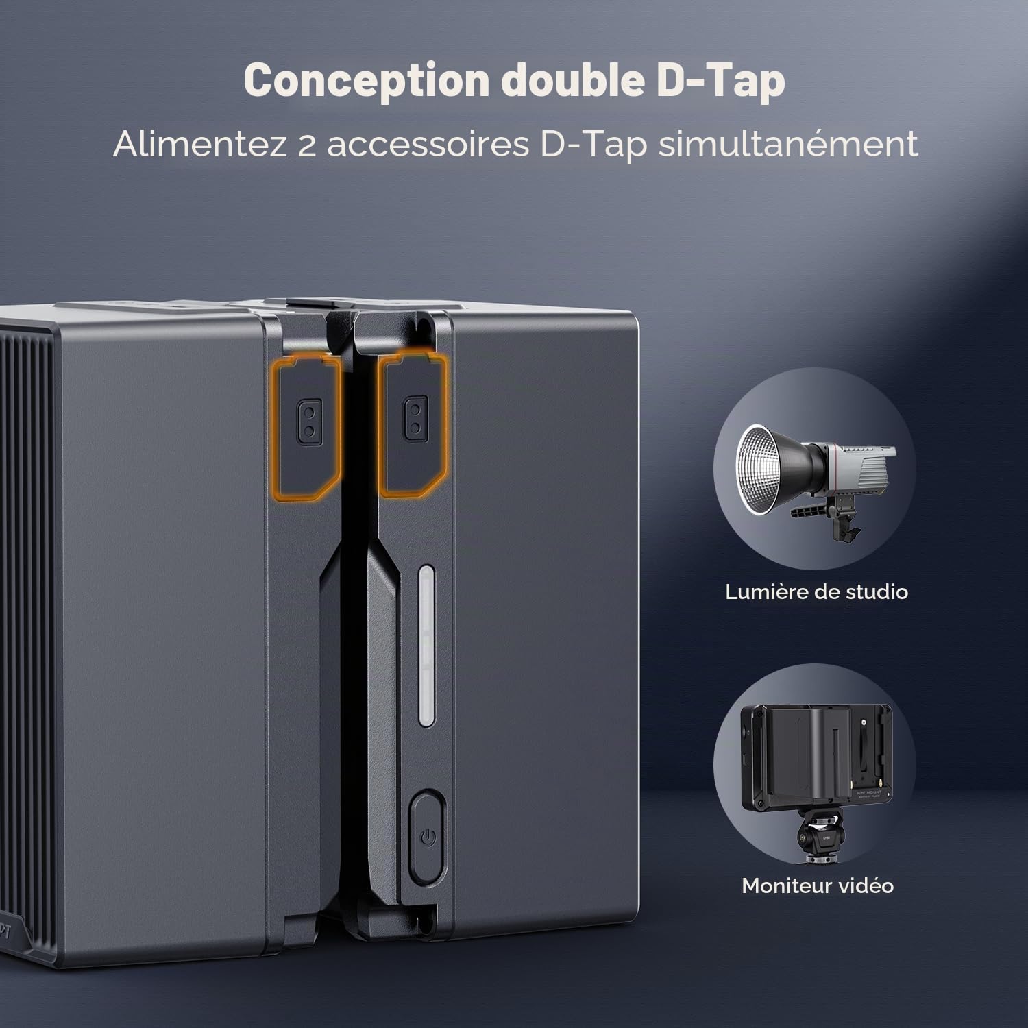 K&F CONCEPT 99Wh Batterie V Mount avec 100W Charge Rapide PD, 14.8V/6700mAh Mini Batterie V Lock avec DC/Double D-Tap/USB-C/USB-A/BP pour Camera, Caméscope, Moniteur Noir