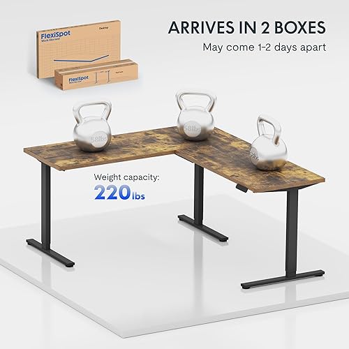 Miniatura 43 de FLEXISPOT Escritorio de esquina profesional con motor dual en forma de L, escritorio eléctrico de pie, escritorio de pie con altura ajustable, mesa