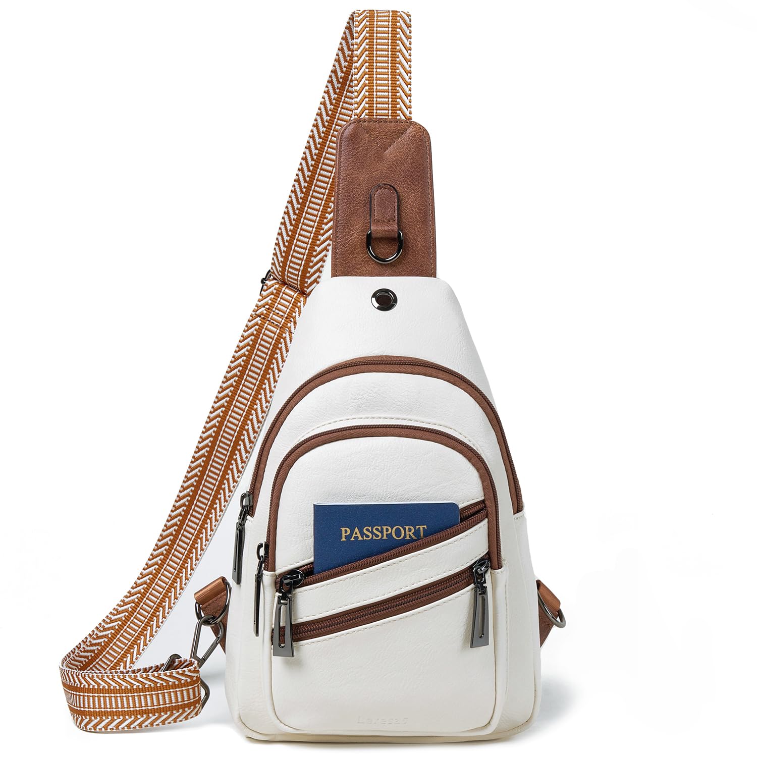 7L Crossboydy Sling Bag for Women Vegan Leather Crossbody Purse Fanny Pack Chest Bag for Travel Beige