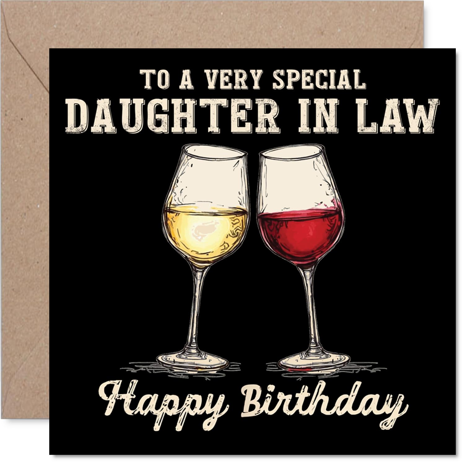 Daughter in Law Birthday Card - Bday Wine - Happy Birthday Card for Daughter in Law from Father Dad Mother Mum, 145mm Wine Greeting Cards