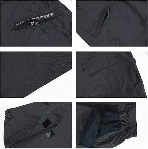 Miniatura 4 de Pantalones cortos de senderismo para hombre, de secado rápido, estilo cargo, casual, para exteriores, elásticos en 4 direcciones, ligeros, de verano
