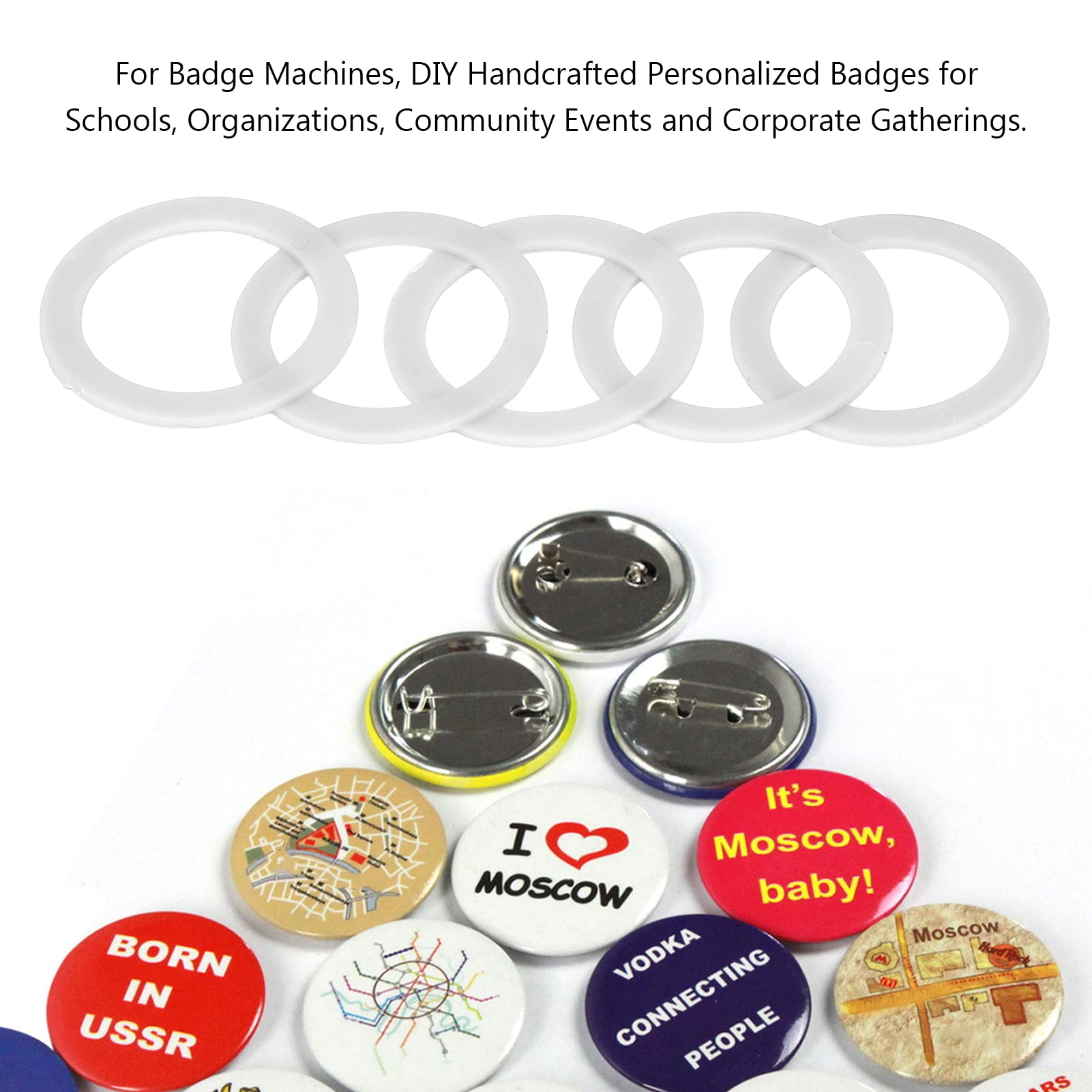 Circle Cutter Button Maker Machine Dies - 5-Piece Gasket Set For Badge Machines (32MM)