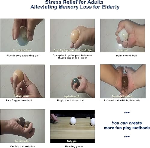 Miniatura 4 de LLY 2 Pelota de ejercicio de mano, bola de Baoding china, bola de terapia de mano, bola de masaje para alivio del estrés para adultos, alivia la