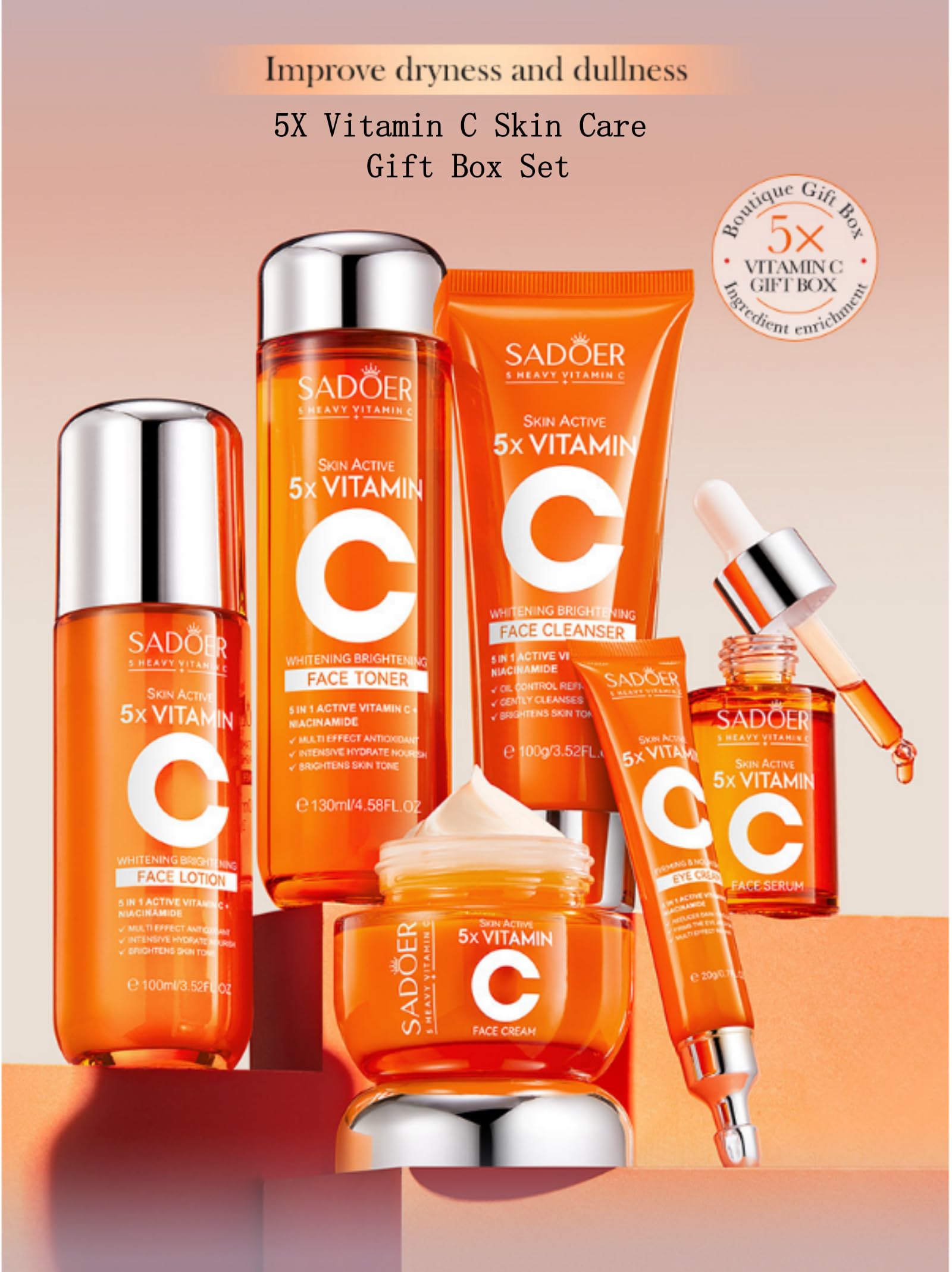 SADGER 5×VITAMIN C SKIN GIFT BOX Amazon.com: For SADOER 5X Vitamin C Facial Skin Care Gift Box Set