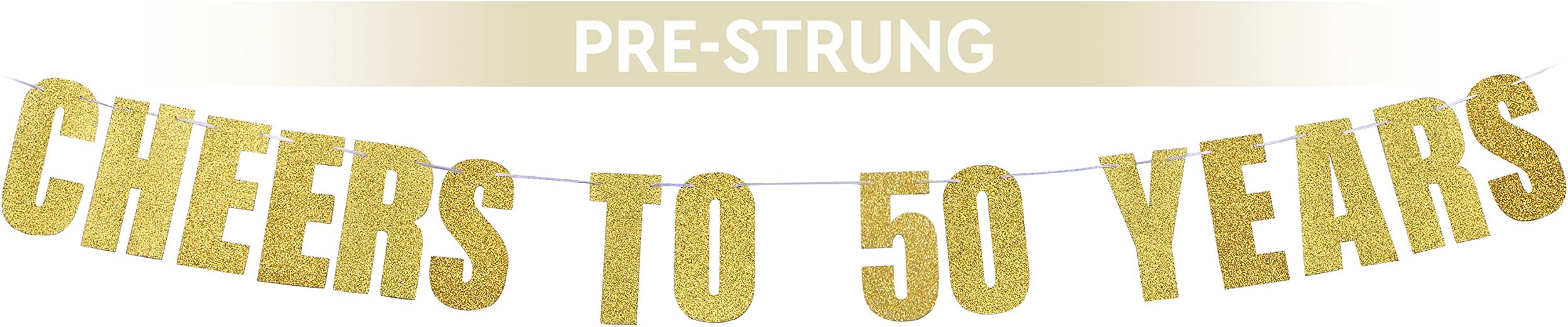 Pre-Strung 50th Birthday Banner - Over The Hill 50th Birthday Decorations Men, 50 Birthday Supplies, 50 Year Old Birthday Decor, Cheers to 50 Years Bday Party Decorations - by Prazoli