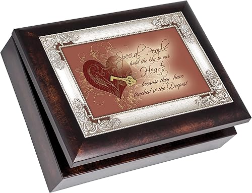 Cottage Garden La gente especial sostiene la llave Burlwood Jewelry Music Box Plays Light Up My Life