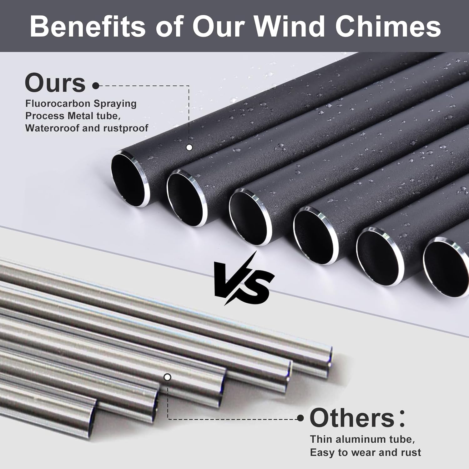 40" Deep Tone Memorial Wind Chimes for Outside, Hand-Tuned Pentatonic Scale Wind Chimes for Garden, Sympathy Gift for Loss of Loved One, Outdoor Souvenir Mother, Black Modern Elegant Design - Image 5