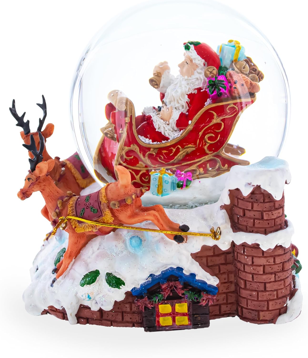 Santa Delivering Gifts Musical Christmas Water Snow Globe