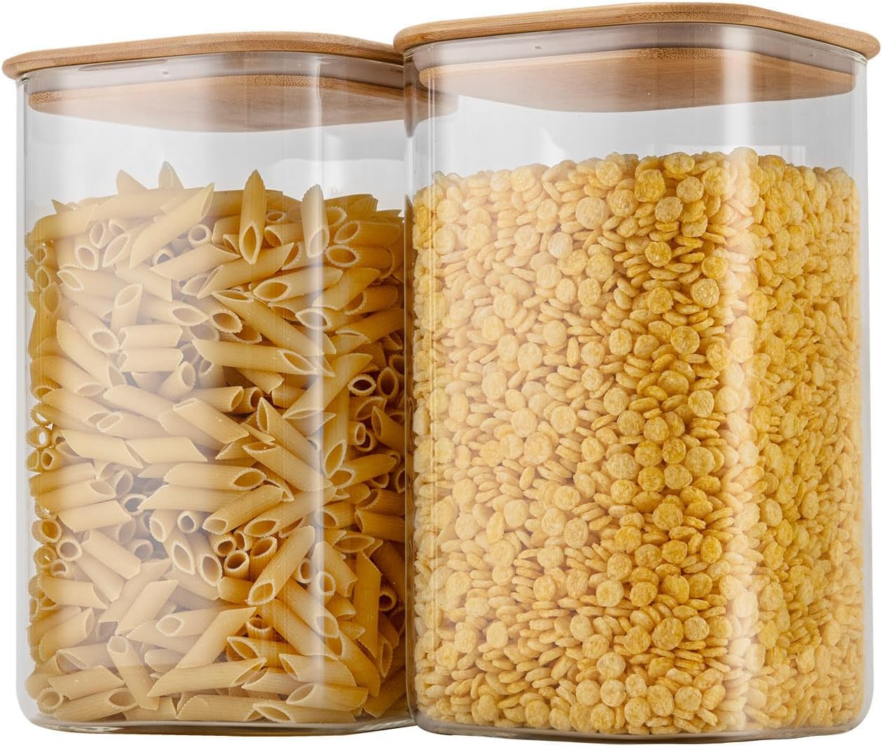 156oz Airtight Glass Square Storage Canister with Bamboo Lid Set of 2(4600ml*2) Large Gallon Glass Jars for Sugar, Flour, Cookies and Coffee beans (with Black Lable) 156oz Airtight Glass Square Storage Canister with Bamboo Lid Set of 2(4600ml*2) Large Gallon Glass Jars for Sugar, Flour, Cookies and Coffee beans (with Black Lable)
