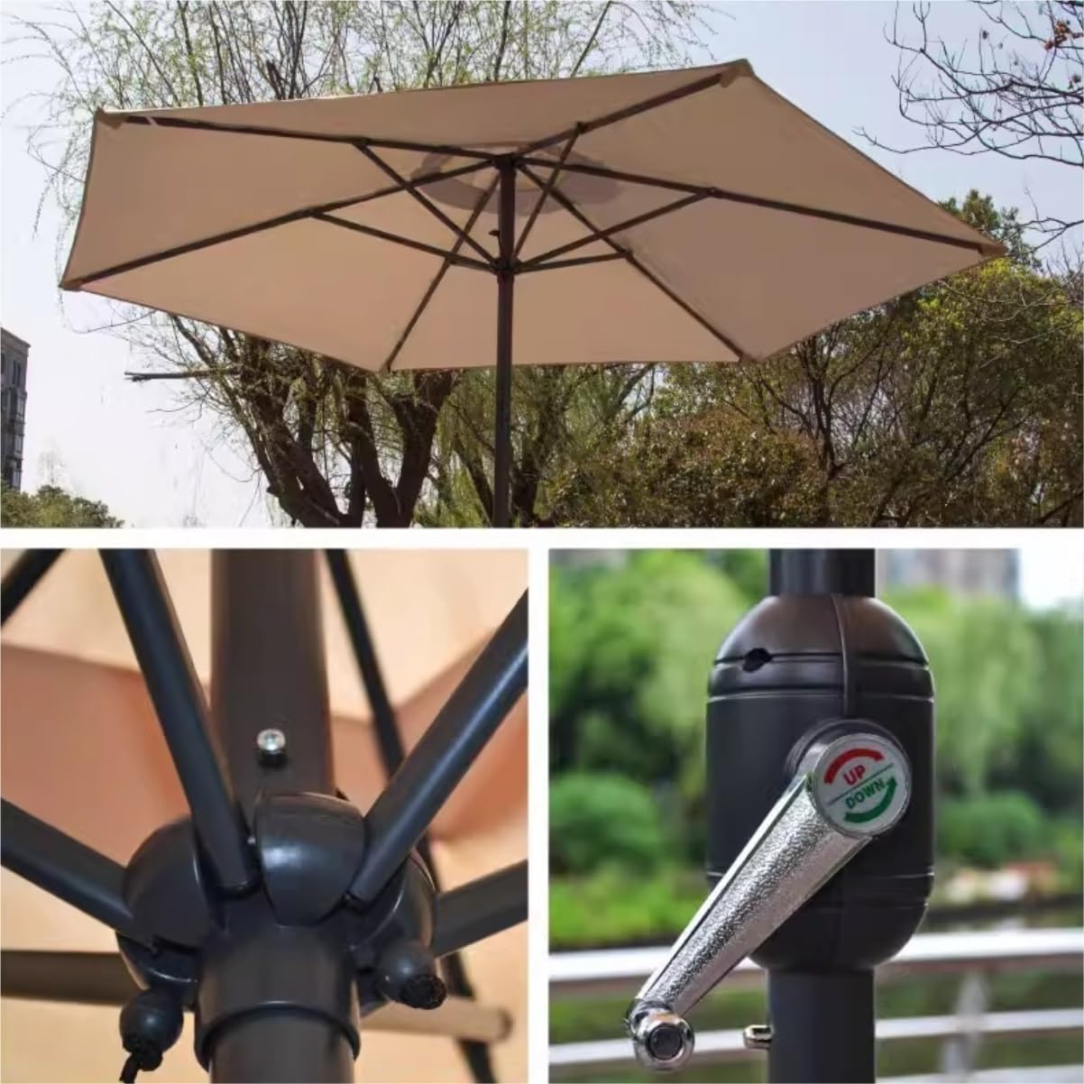 Parasol Ogrodowy, Parasol Plażowy 8,2 Stopy, Parasol Tarasowy, Dwupoziomowy, Parasol Ogrodowy, Stolik Tarasowy, Parasol Plażowy Z Korbką, Parasol Ogrodowy, Parasol Taraso,A-250cm