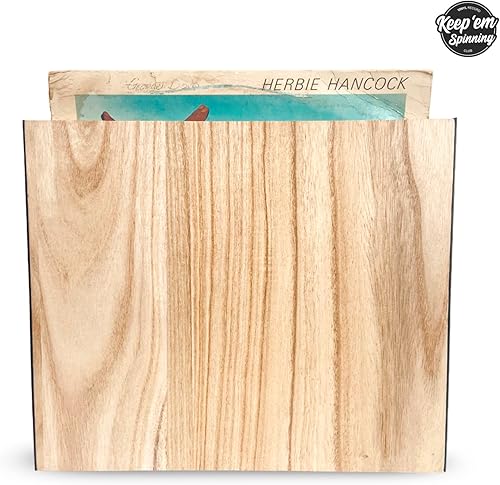 Miniatura 7 de Keep Them Spinning  Almacenamiento de discos de vinilo, caja de discos de vinilo LP para hasta 50 álbumes, caja de almacenamiento de madera maciza -