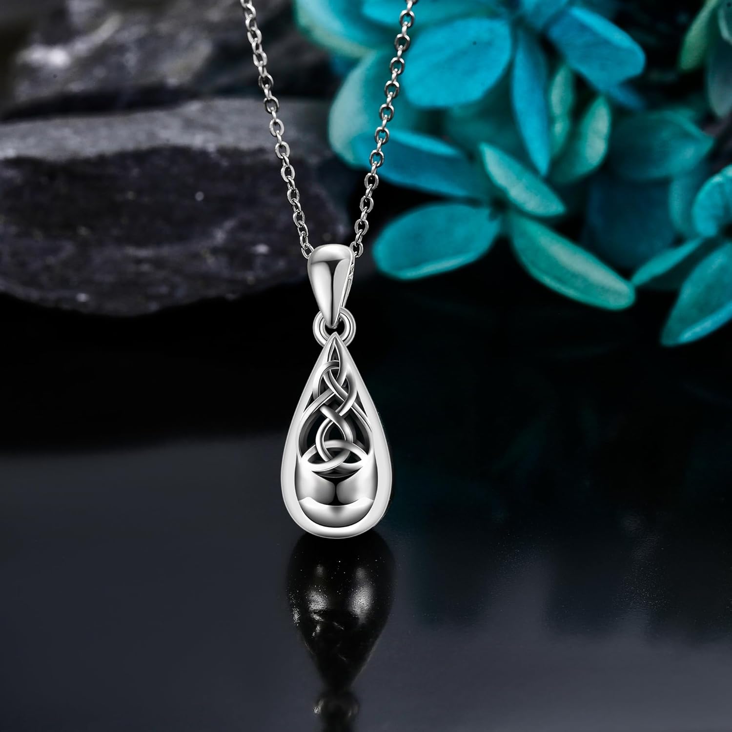 Teardrop Urn Necklace for Ashes Sterling Silver Filigree Celtic Teardrop Cremation Jewelry for Ashes Memory Jewelry for Women - Image 4