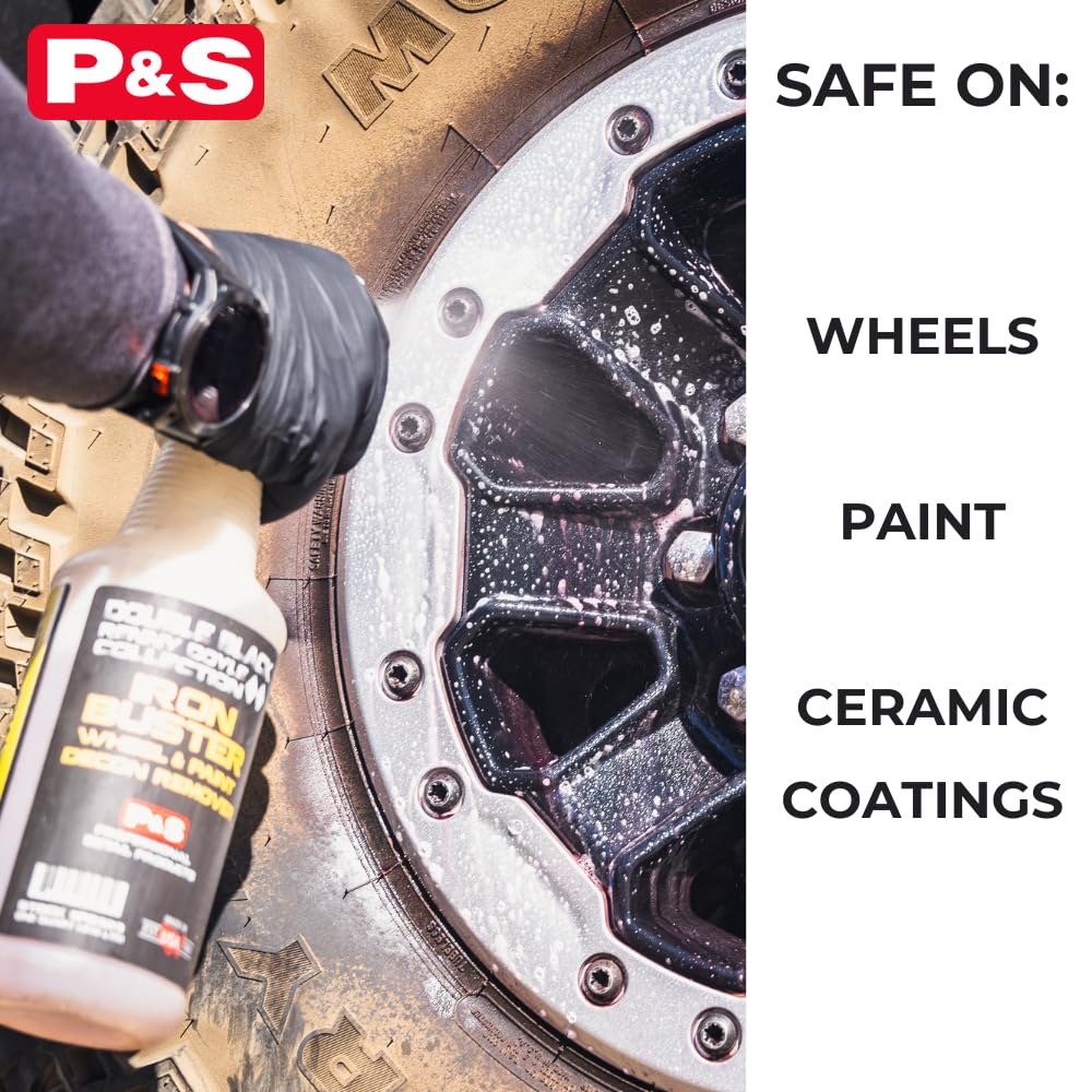 P & S PROFESSIONAL DETAIL PRODUCTS Iron Buster - Removedor de ruedas y pintura Decon, pH equilibrado, seguro en ruedas de aleación, cromo, acero y aluminio, 1 galón