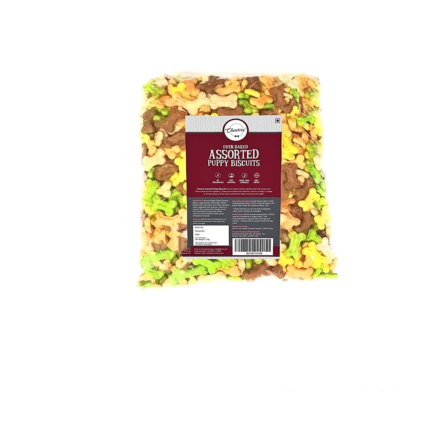 Chewers Oven Baked Assorted Puppy Biscuits, Contains Real Chicken, Mutton, Egg, Milk, Cheese & Strawberry, Dog Treat 1 Kg (Pack of 2) (B07WGQBW6V) Amazon Price History, Amazon Price Tracker