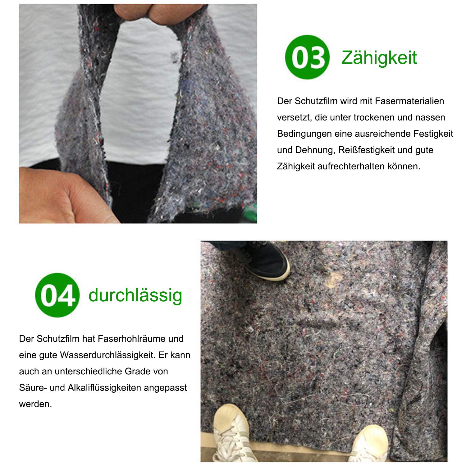 Froadp 100㎡ Malervlies mit PE Anti Rutsch Beschichtung 180g/m² Schutzvlies Abdeckvlies Unterlage Abdeckfolie Oberflächenschutz für Bodenbeläge Tapezieren Malerbedarf(2x50㎡)