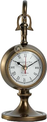 Antique Finish 10 Inches Moon Stand Table Hanging Clock Round Vintage