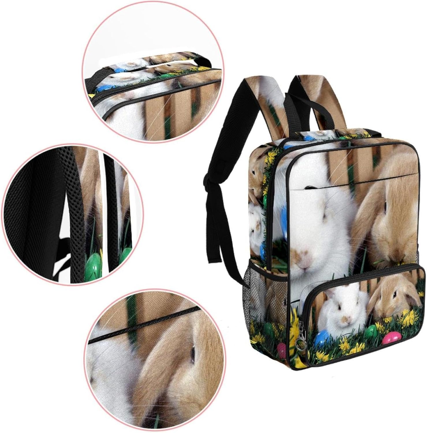 [suojapuku] 女性用の小さなバックパック、ミニ バックパック トラベル バッグ、ハッピーイースターウサギ、女の子のためのブ