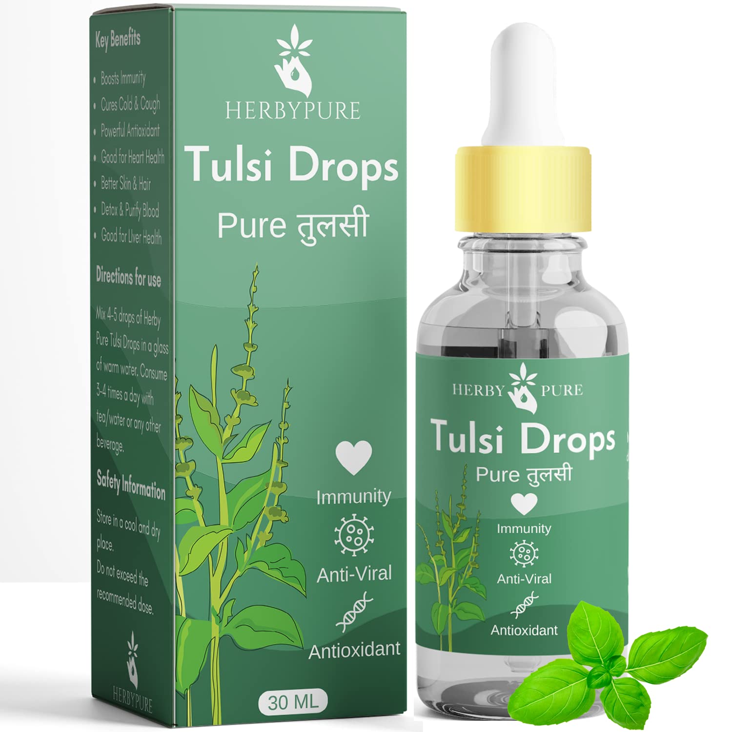 Herby Pure Panch Tulsi Ark Drops | Concentrate of 5 Types of Rare Tulsi | Strong Formula for Immunity, Cough & Colds, Anti-Oxidant & Blood Detox | 100% Natural Super Drops | For All Age Groups | 30 ML (B0BNSBKBST) Amazon Price History, Amazon Price Tracker