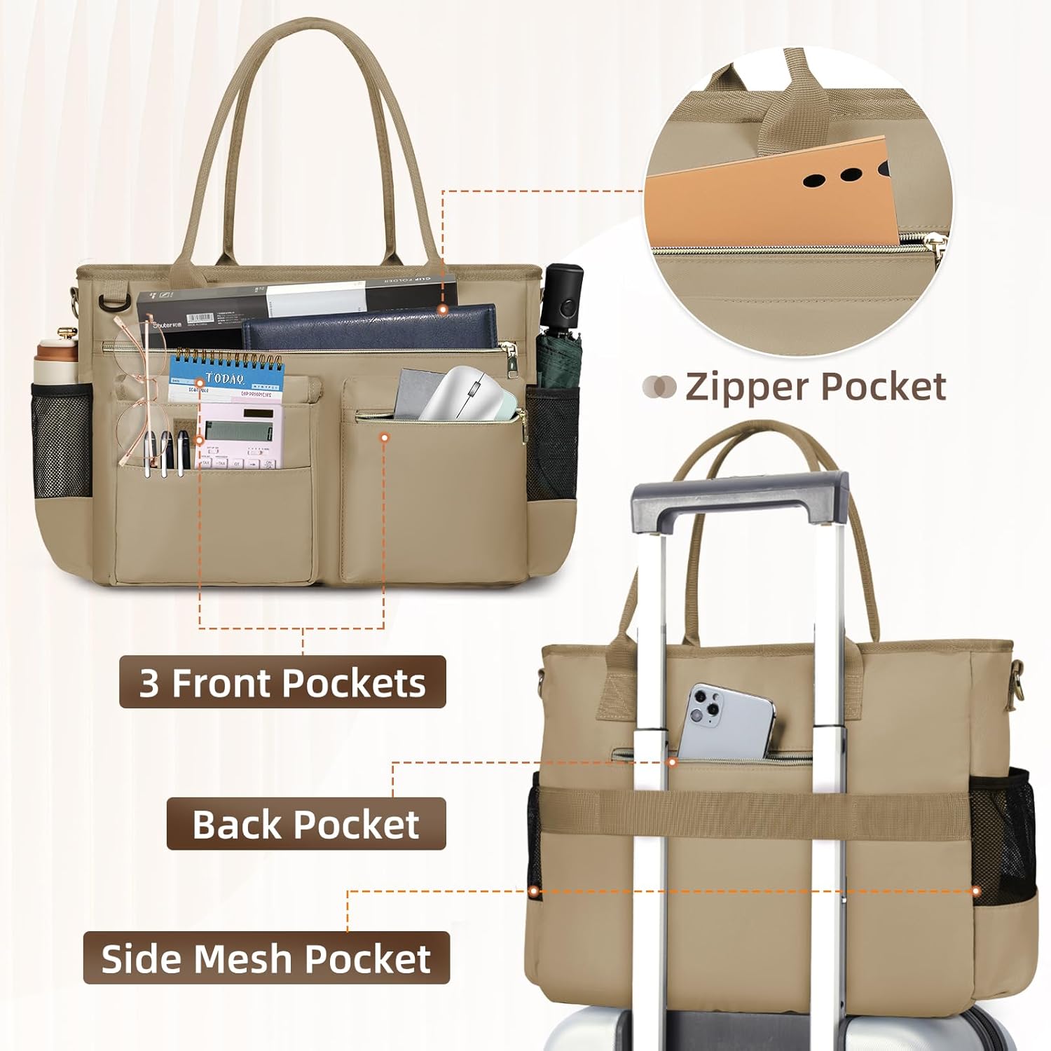 RAINSMORE Laptop Bag for Women 15.6 Inch Work Teacher Tote Nurse Bag Professional Laptop Tote Computer Messenger Shoulder Bags Large Handbag Business Office Work Briefcase - Image 4