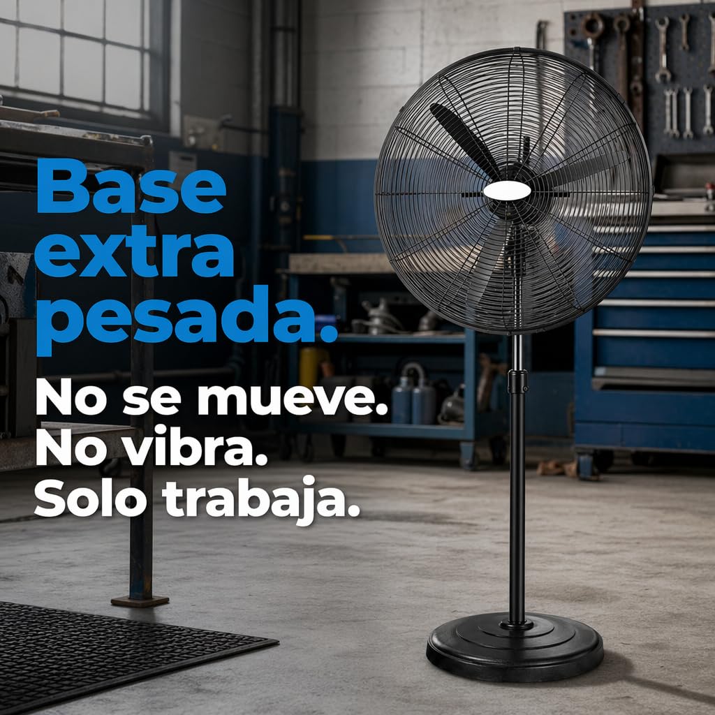 Ventilador Industrial de Pie Potente 280W | Oscilante y Orientable | 3 Velocidades | Diámetro 81cm | Altura Regulable hasta 185cm | Nave Taller Almacén Garaje