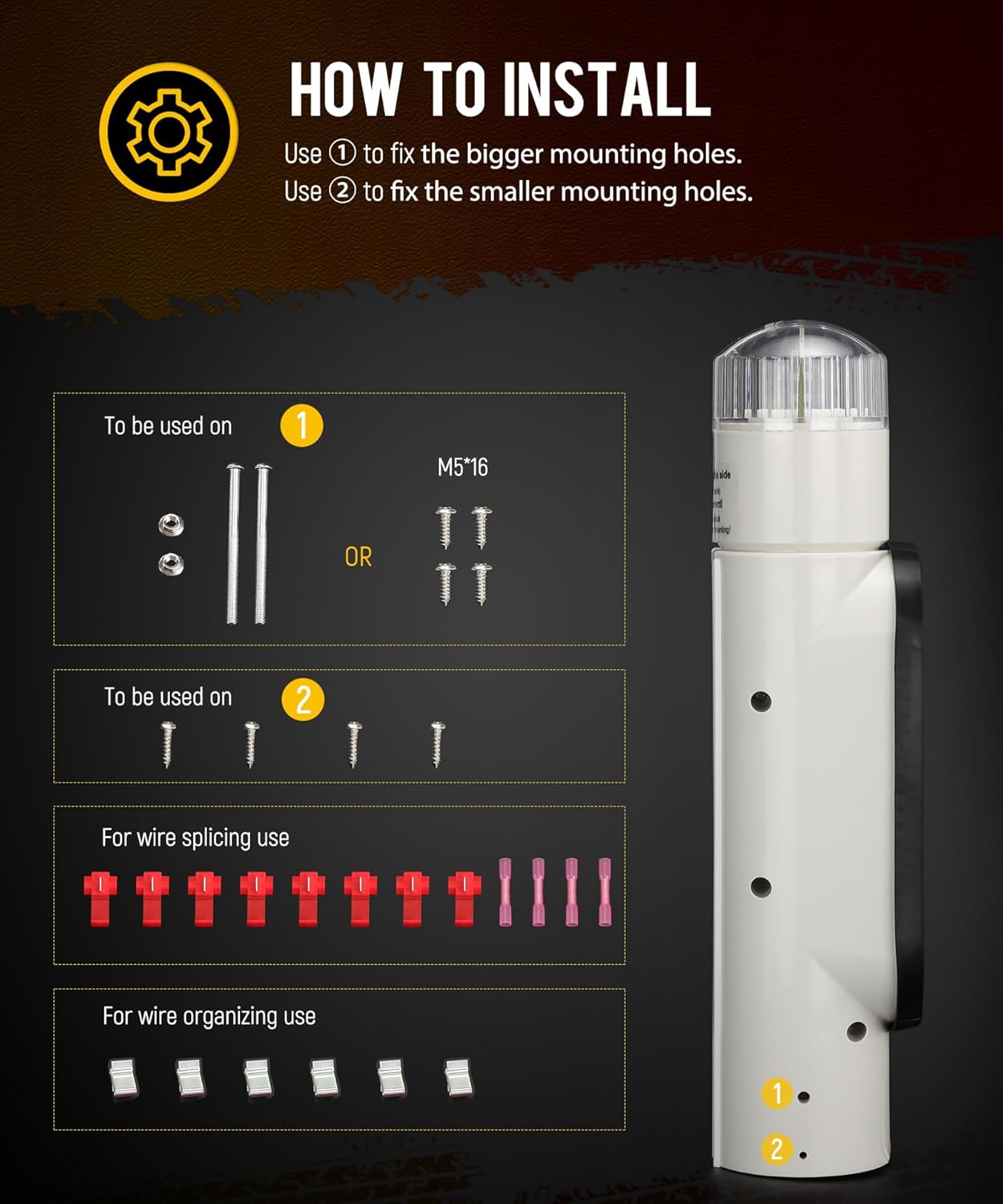 Partsam 2pcs Boat Trailer Guide Light with Reverse Lights, [DOT Approved] [Patented] IP67 Waterproof Trailer Post Pipe Lights, Boat Trailer Turn Signal Brake Tail Lights 12V