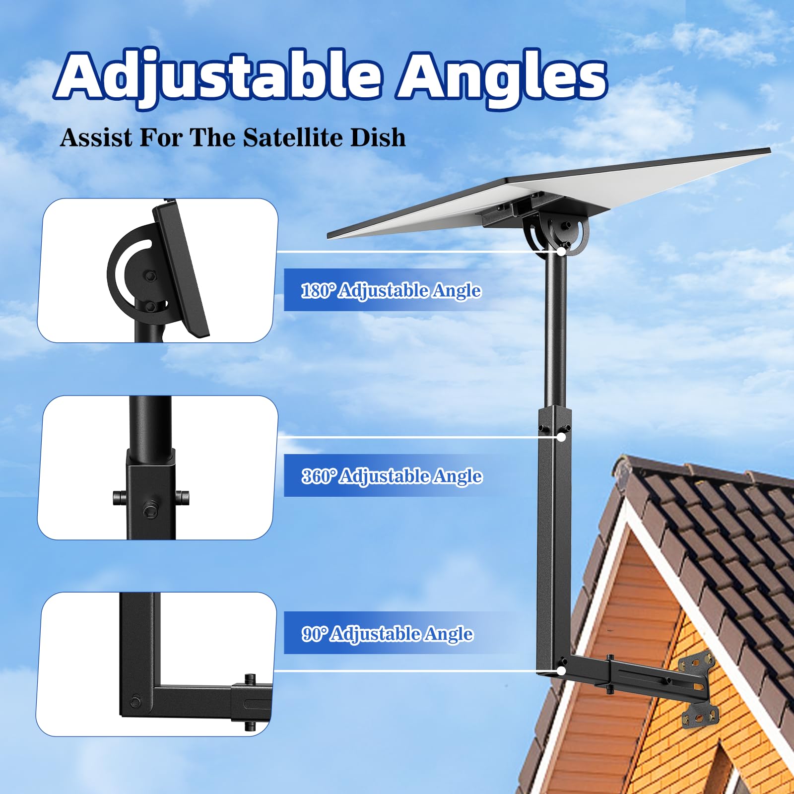 MQFORU Support Starlink Gen 3, Support mural réglable pour antenne satellite, résistant aux intempéries, pour Starlink Standard 4/4X/Gen 3/V2/Mini Dishy