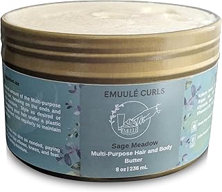 Multi-Purpose Hair & Body Butter, 8 oz, Deep Moisturizer with Kokum Butter, Shea Butter & Argan Oil, 100% Natural Ingredients, Sustainable Aluminum Jar, Sage Meadow Scent