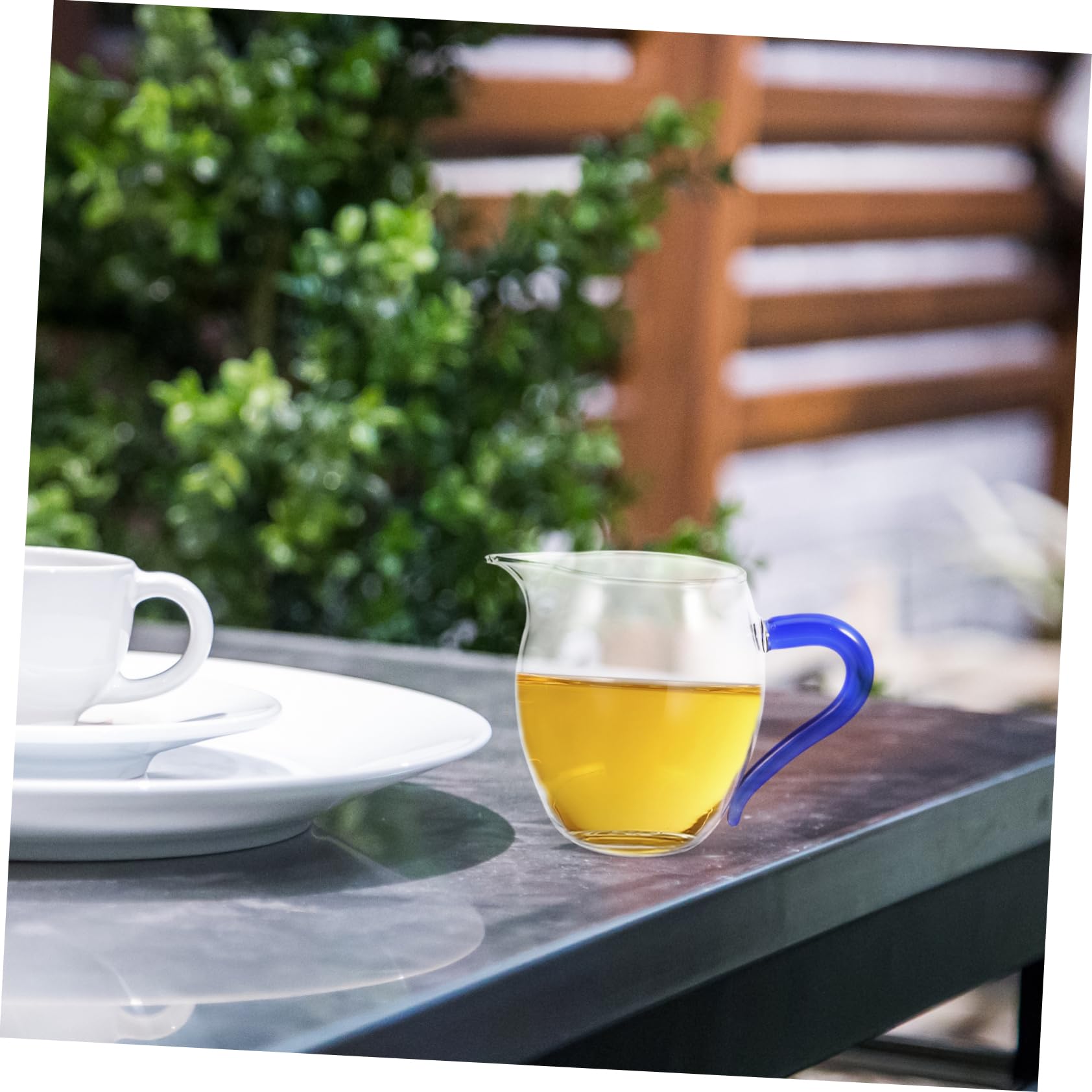 5pièces Tasse à Thé Verre Avec Poignée Bleue Pichet Verre Pour Infusions Tasse à Lait Transparent Pour Service à Table