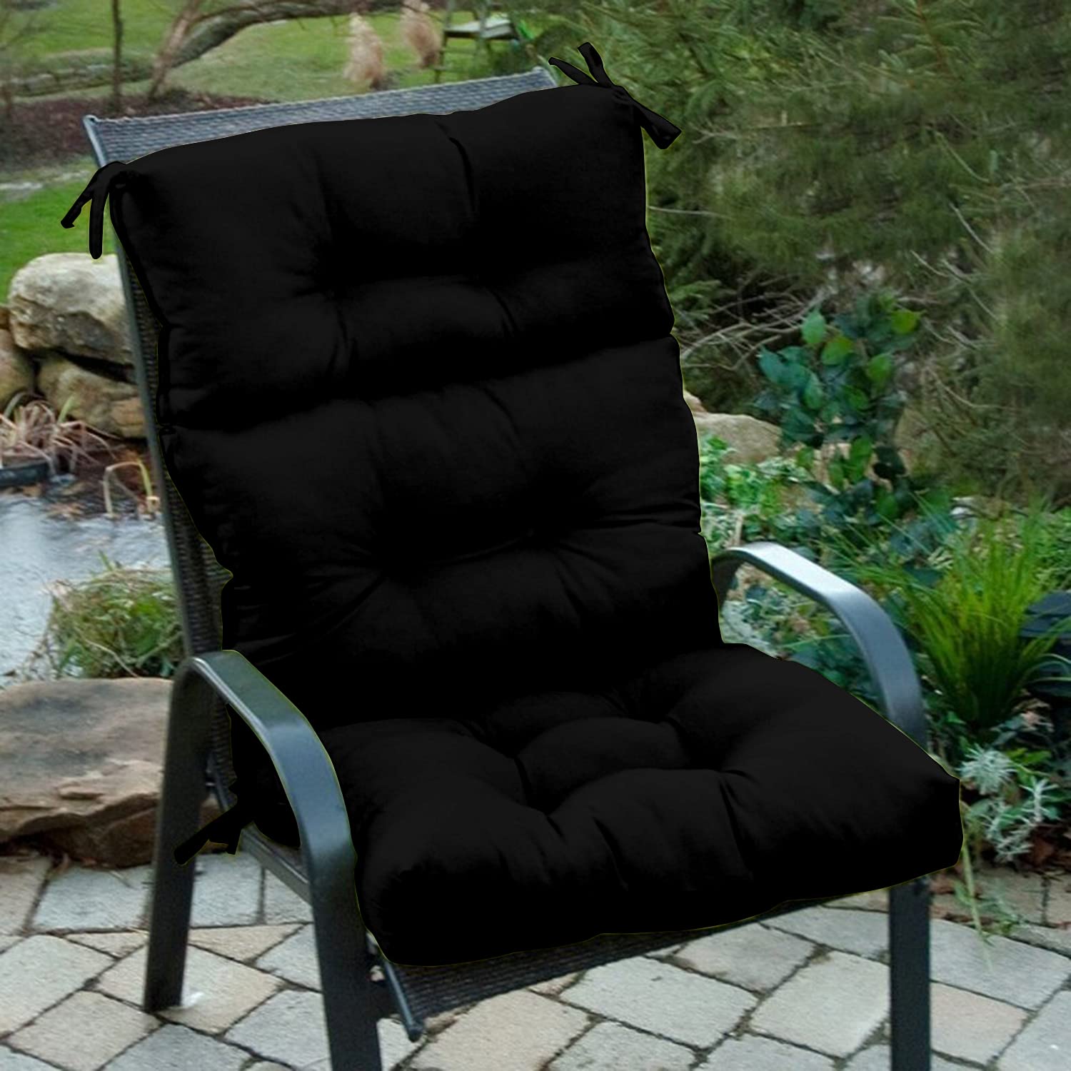 Anil Enterprises Velvet Outdoor High Back Patio Chair Cushion- (Size 44 x 22 x 5 Inches, Black)