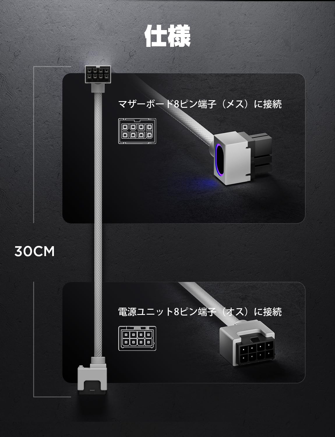 Amazon.co.jp: AsiaHorse Hydrus 8ピン GPU用スリーブケーブル GPU用PC