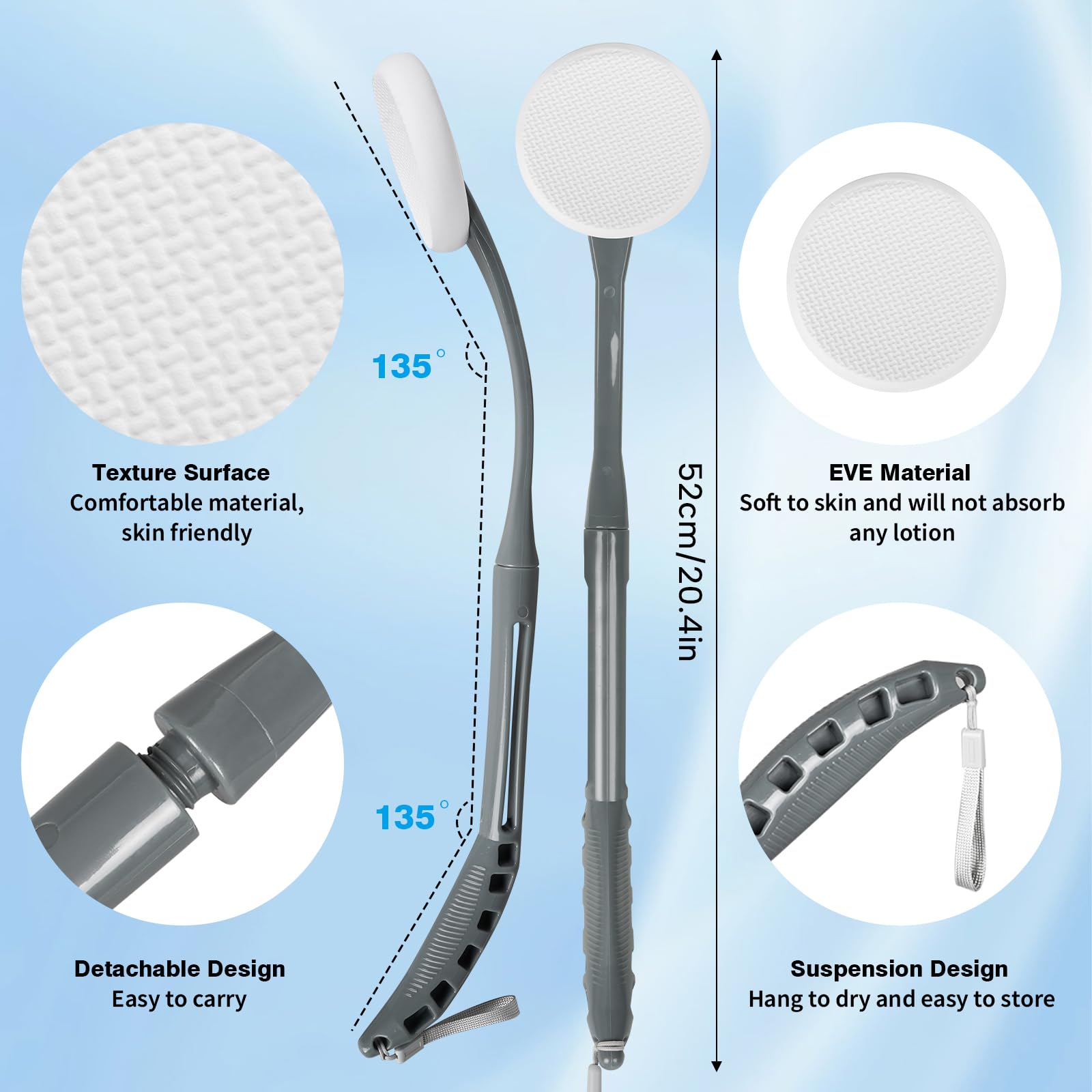 Lotion Applicator for Back 52CM Back Cream Applicator, Cream Applicator for Back Easy Reach and Washable, Back Moisturiser Applicator - Image 2
